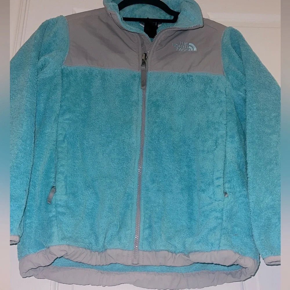 The North Face Girls Denali Zip Up Fleece Turquoise/Grey Jacket Size Large 14/16 - Picture 7 of 11